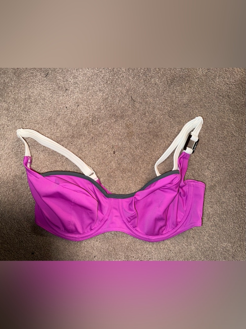 Freya Bright Magenta Underwire Bikini Top with White Straps